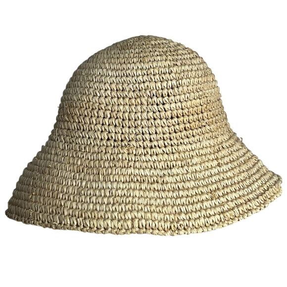 Anthropologie Eugenia Kim Bucket Sun Hat Natural Neutrals Straw Leather Flower - Picture 2 of 8